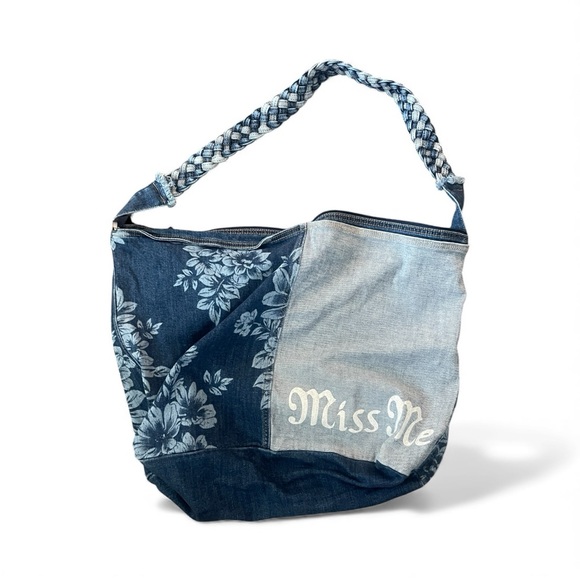 MISS ME Floral Denim Jean Fabric Large
Overnight Bag Tote Duffel Purse - Picture 1 of 6